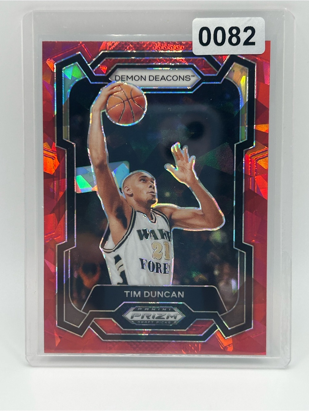 Tim Duncan 'Demon Deacons' Panini Prizm Draft Picks Basketball Card - Red Ice 🏀
